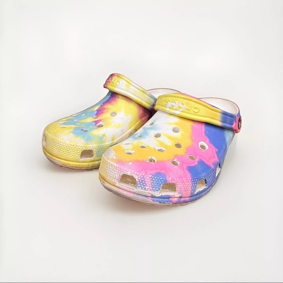 Crocs Rainbow Tie Dye Unisex Classic Original Clogs Slip On Multicolor - Picture 3 of 9
